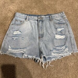 SHEIN Light Blue Ripped Jean Shorts